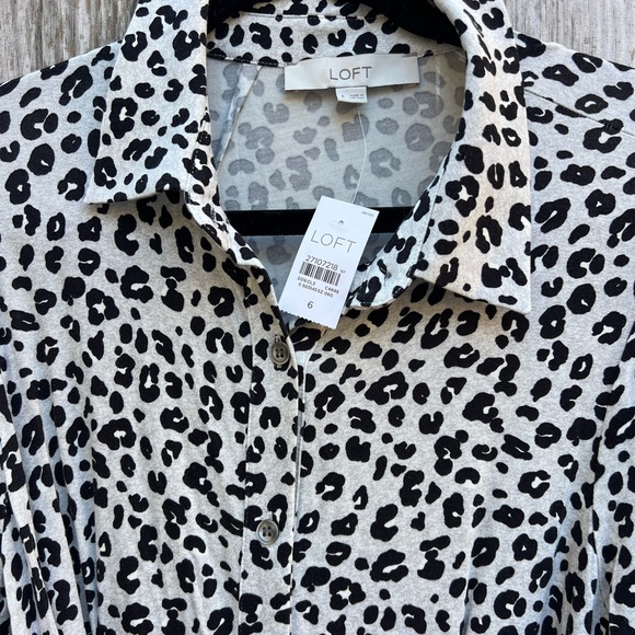ANN TAYLOR LOFT Leopard Print Midi Shirt Women’s Dress Women’s 6 NWT NEW - Picture 9 of 14